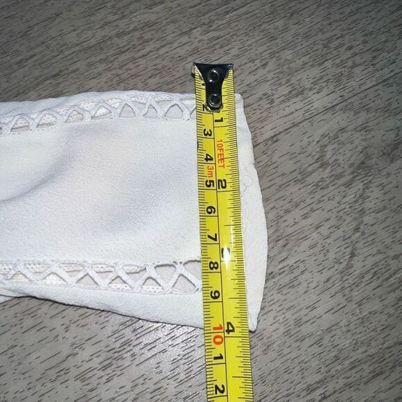 Hotel Particulier White Ivory Lattice Trimmed Long Sleeve Blouse, Women’s Large - Picture 12 of 14